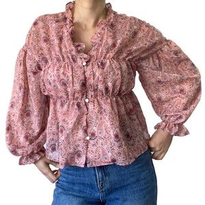 2-in-1 floral paisley print chiffon blouse